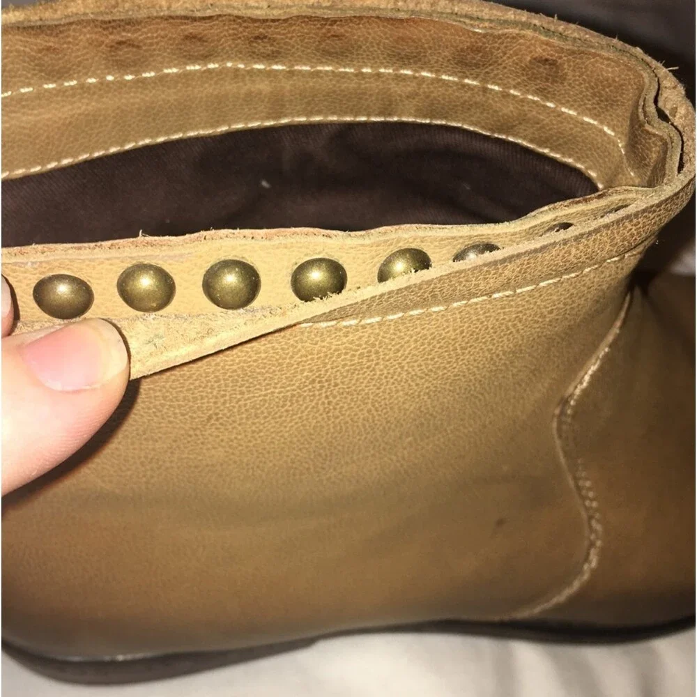 OTBT bootie Womens 8 tan Tilton desert genuine leather ankle zip Moto Hipster - Picture 6 of 7